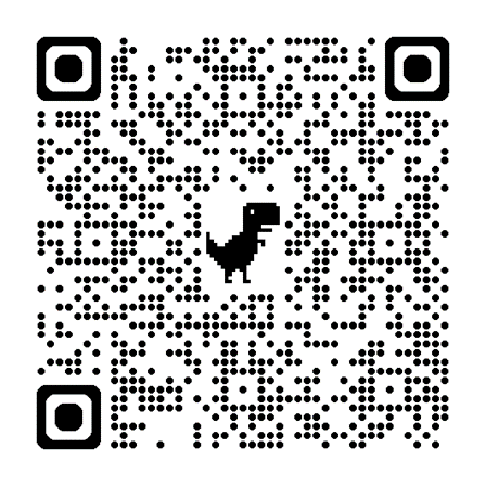 A qr code with a dinosaurDescription automatically generated